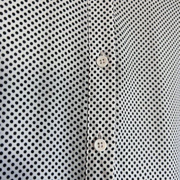 POPSUGAR Women's Long Sleeve Polka Dot Blouse in White/Black - Sz M - Picture 3 of 5